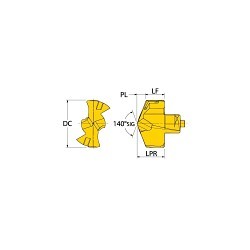 Ingersoll TPA1670R01 Drill Tip, 17 mm Dia, 16 Insert Seat, 140 deg Included Angle, P15, P30 Grade, Manufacturer's Grade: IN2505, Yes Through Coolant (Yes/No), TiN, TiAlN
